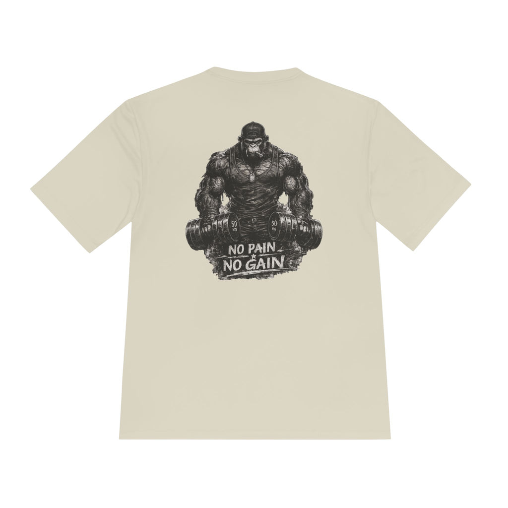 Motivational Gym Tee — 'Don't Stop, Be Proud' Gorilla Weightlifting Shirt (No Pain No Gain)