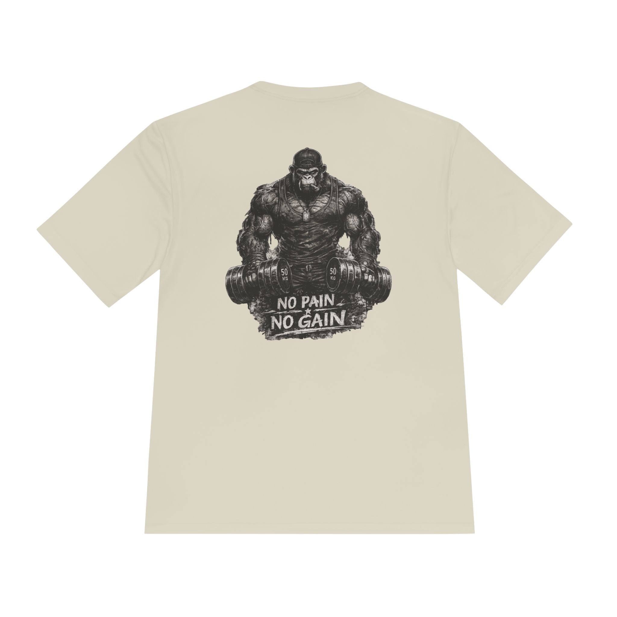 Motivational Gym Tee — 'Don't Stop, Be Proud' Gorilla Weightlifting Shirt (No Pain No Gain)