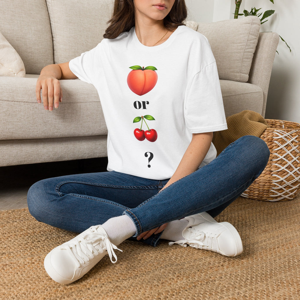 T-Shirt — Peach or Cherries Emoji Graphic Tee