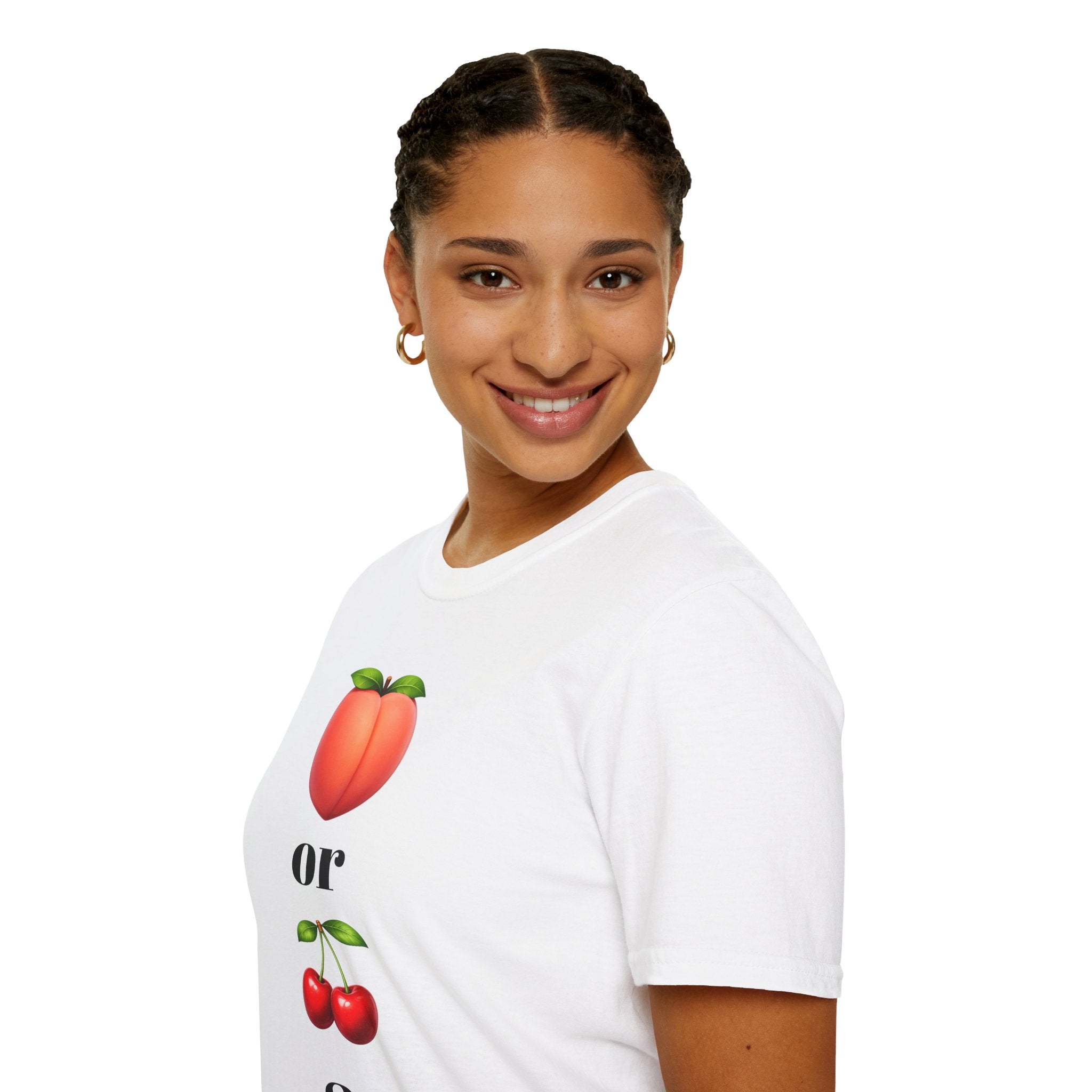 T-Shirt — Peach or Cherries Emoji Graphic Tee