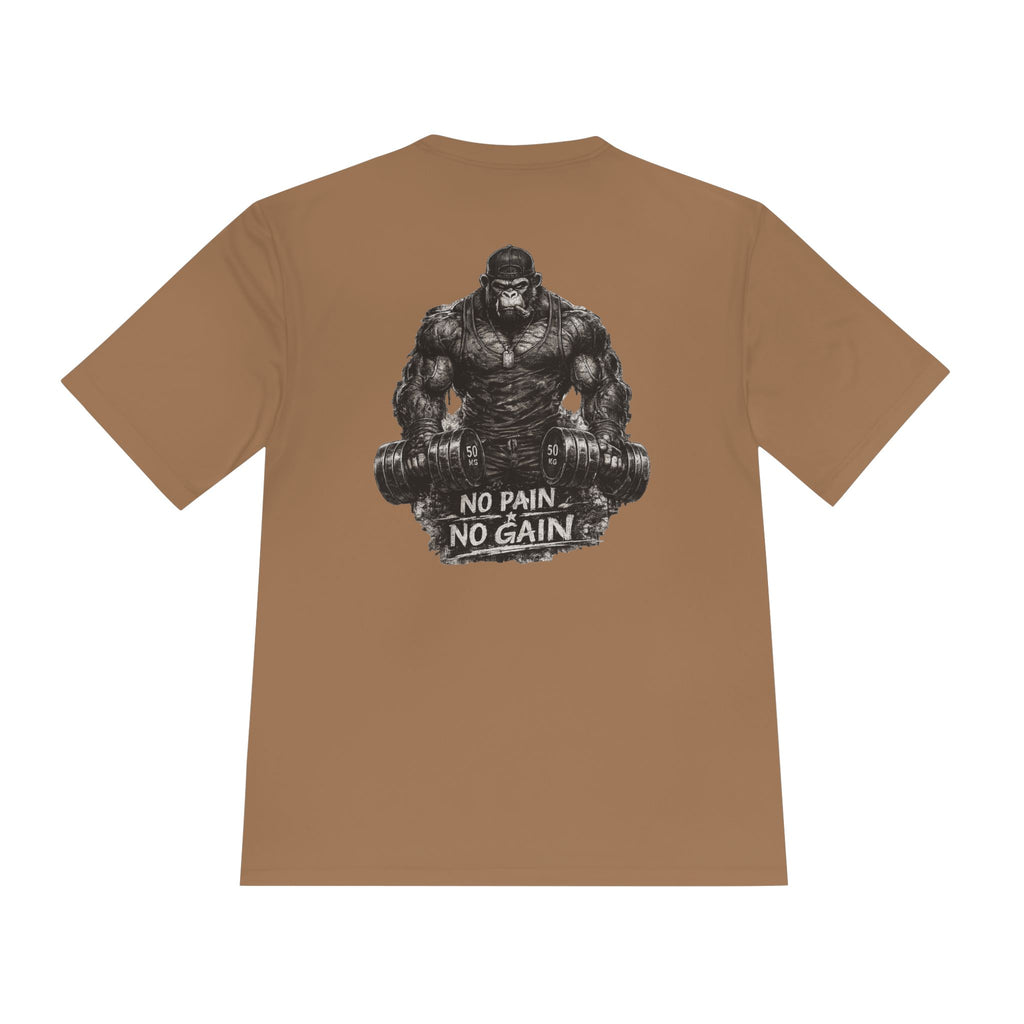 Motivational Gym Tee — 'Don't Stop, Be Proud' Gorilla Weightlifting Shirt (No Pain No Gain)
