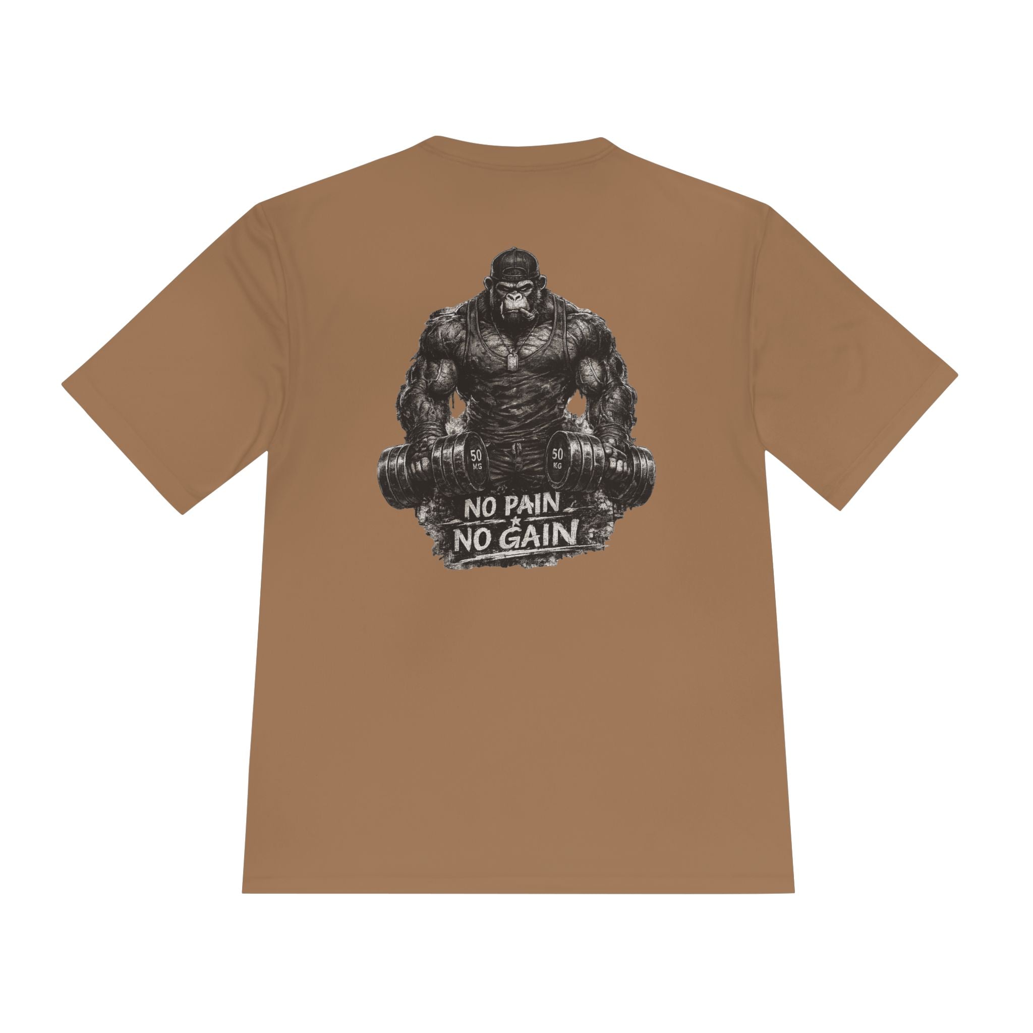 Motivational Gym Tee — 'Don't Stop, Be Proud' Gorilla Weightlifting Shirt (No Pain No Gain)