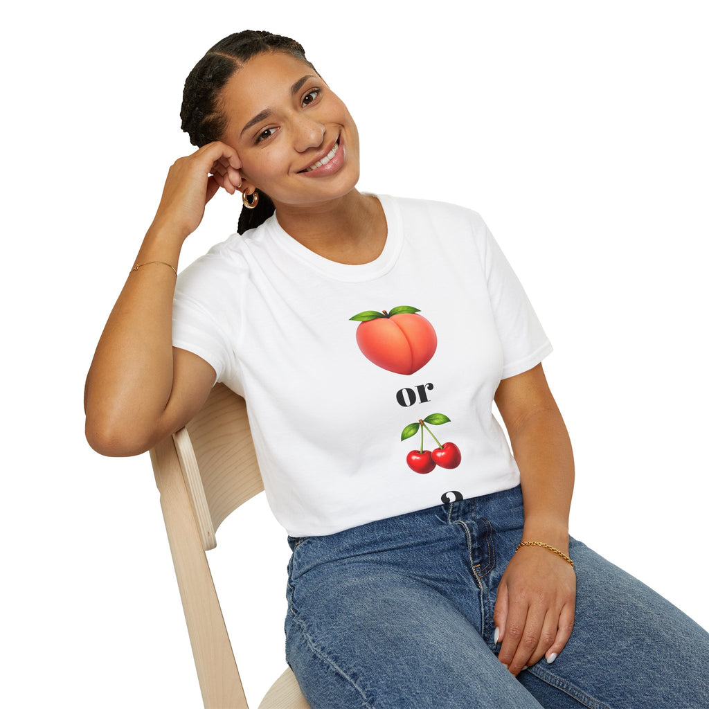 T-Shirt — Peach or Cherries Emoji Graphic Tee