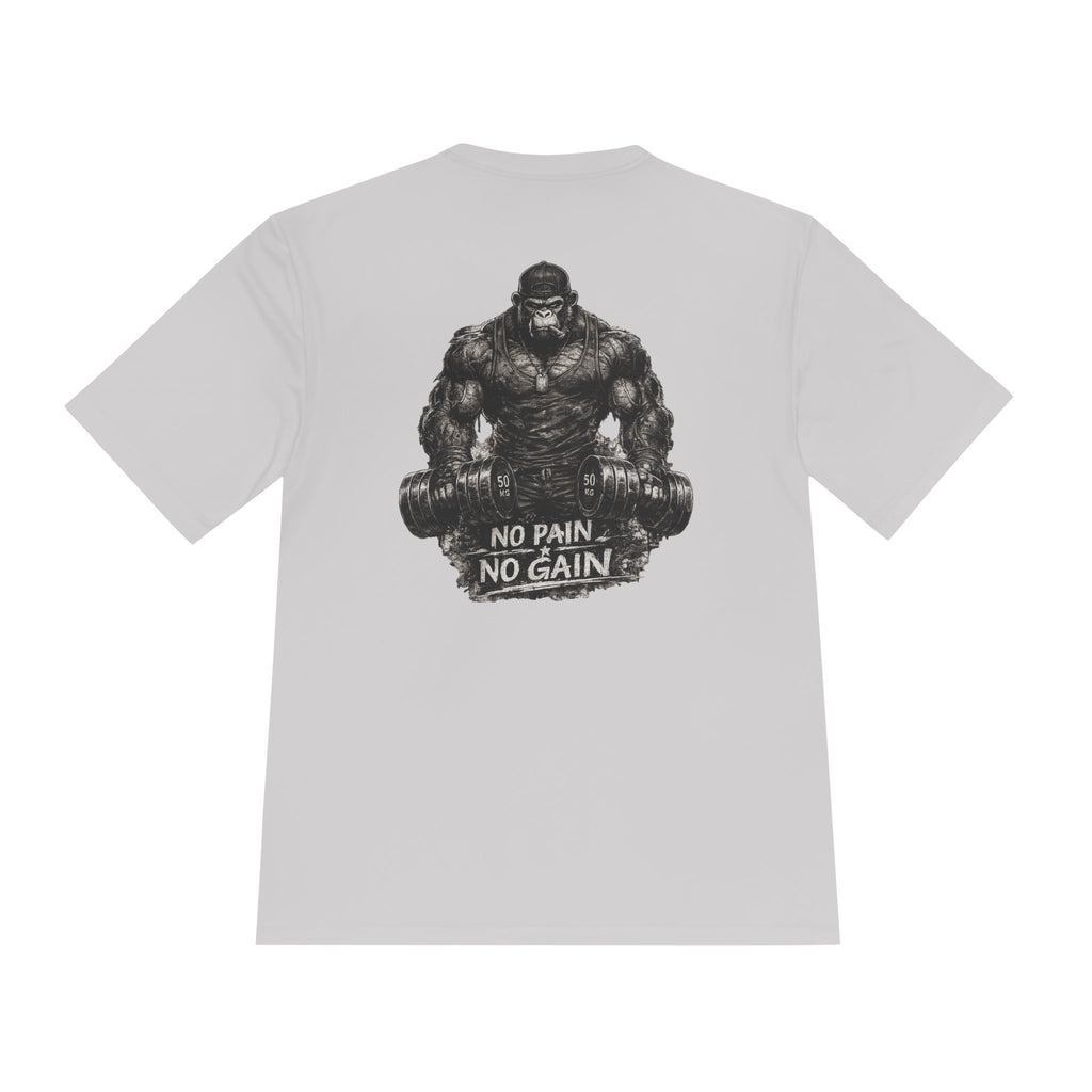 Motivational Gym Tee — 'Don't Stop, Be Proud' Gorilla Weightlifting Shirt (No Pain No Gain)