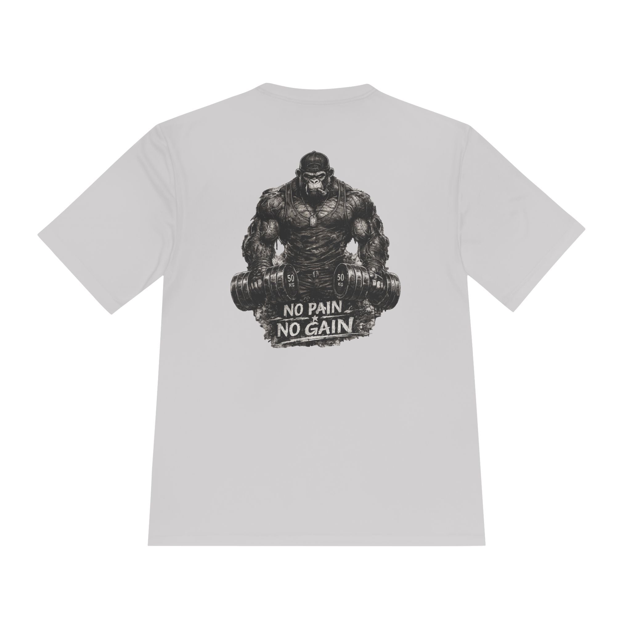 Motivational Gym Tee — 'Don't Stop, Be Proud' Gorilla Weightlifting Shirt (No Pain No Gain)