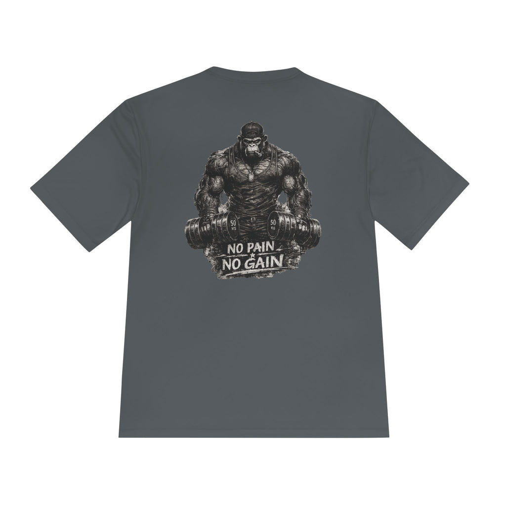 Motivational Gym Tee — 'Don't Stop, Be Proud' Gorilla Weightlifting Shirt (No Pain No Gain)