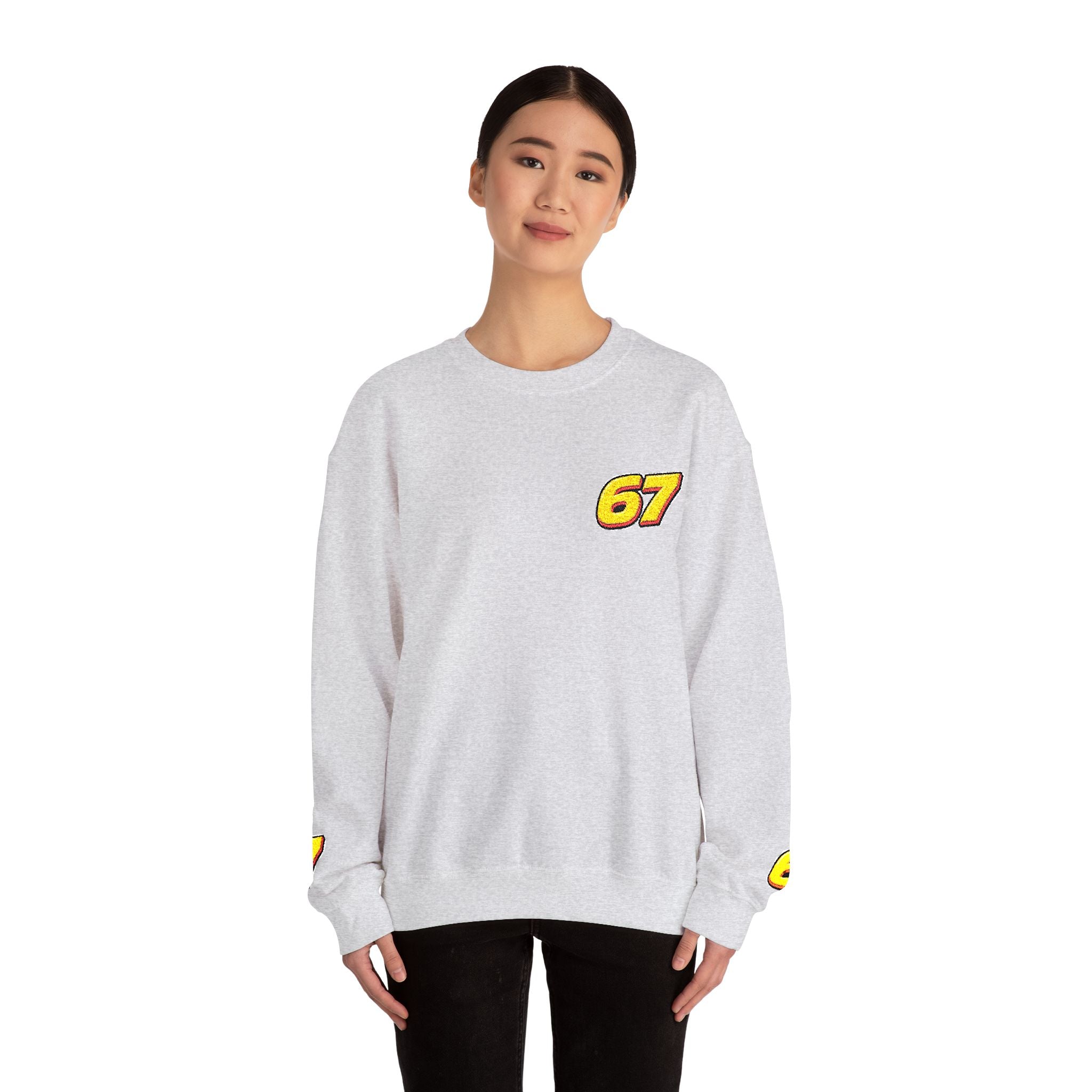 67 Retro Racing Logo Sweatshirt — Vintage Number Chest Crewneck
