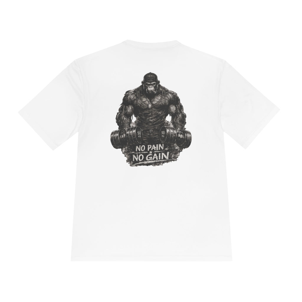 Motivational Gym Tee — 'Don't Stop, Be Proud' Gorilla Weightlifting Shirt (No Pain No Gain)