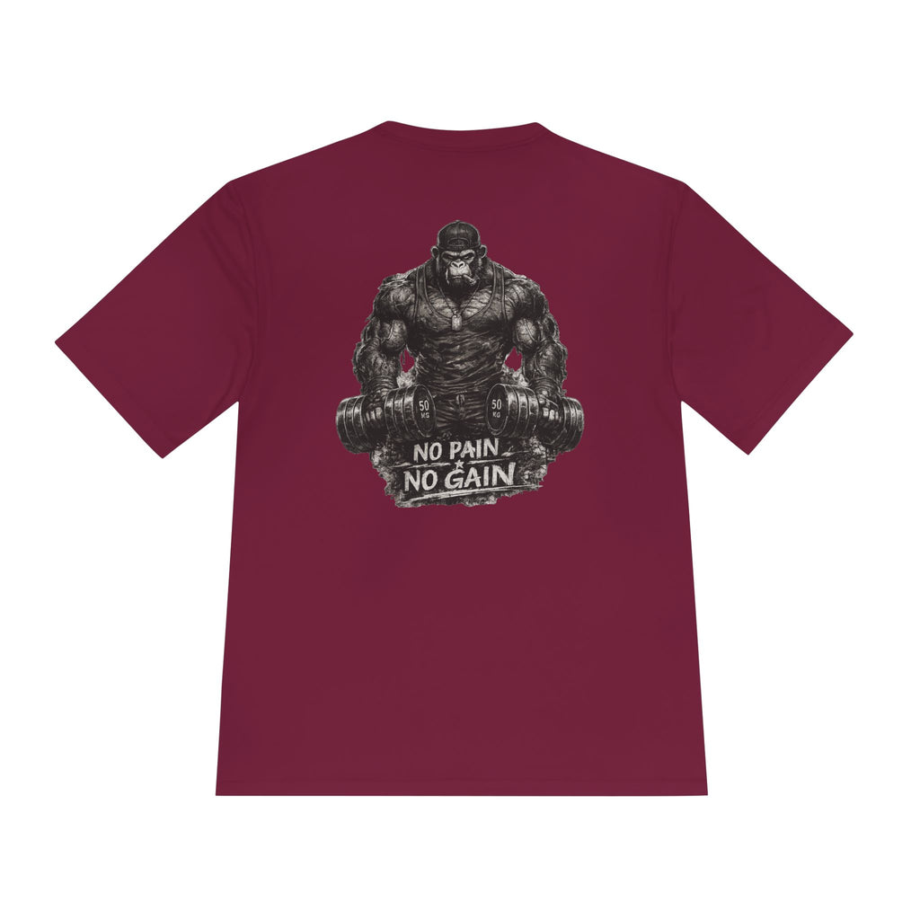Motivational Gym Tee — 'Don't Stop, Be Proud' Gorilla Weightlifting Shirt (No Pain No Gain)