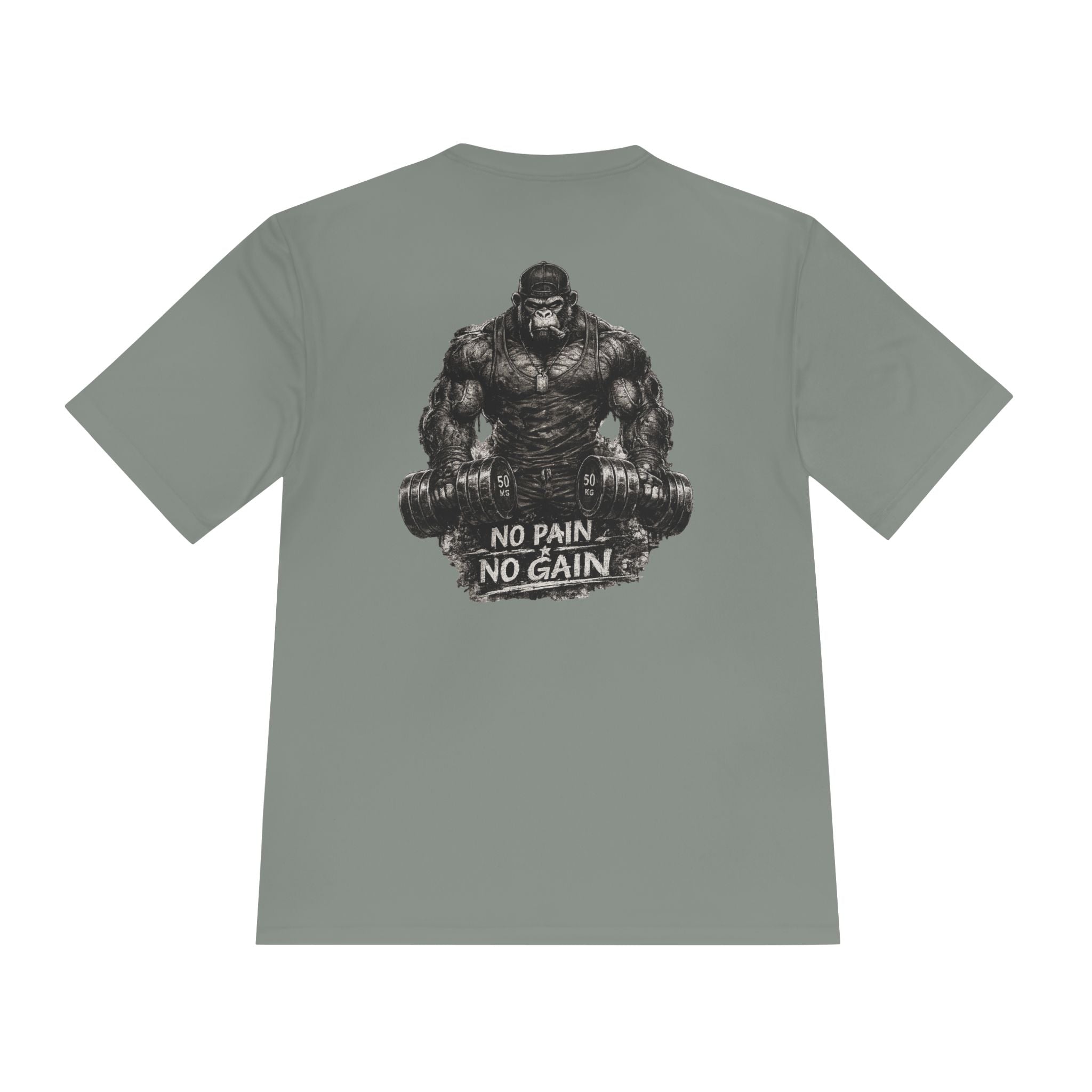 Motivational Gym Tee — 'Don't Stop, Be Proud' Gorilla Weightlifting Shirt (No Pain No Gain)