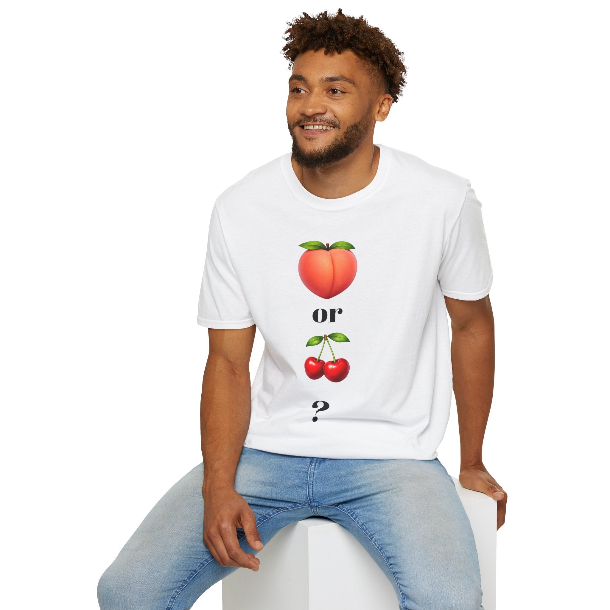 T-Shirt — Peach or Cherries Emoji Graphic Tee