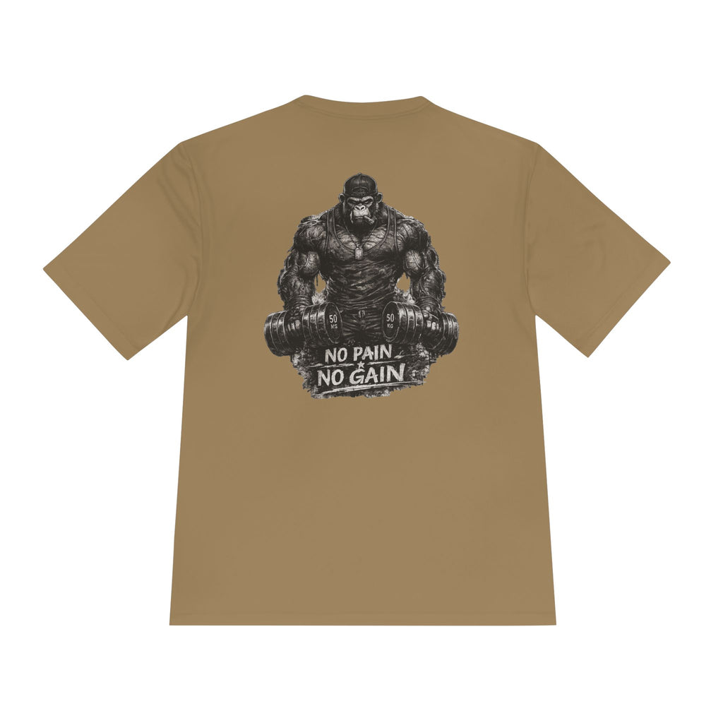 Motivational Gym Tee — 'Don't Stop, Be Proud' Gorilla Weightlifting Shirt (No Pain No Gain)