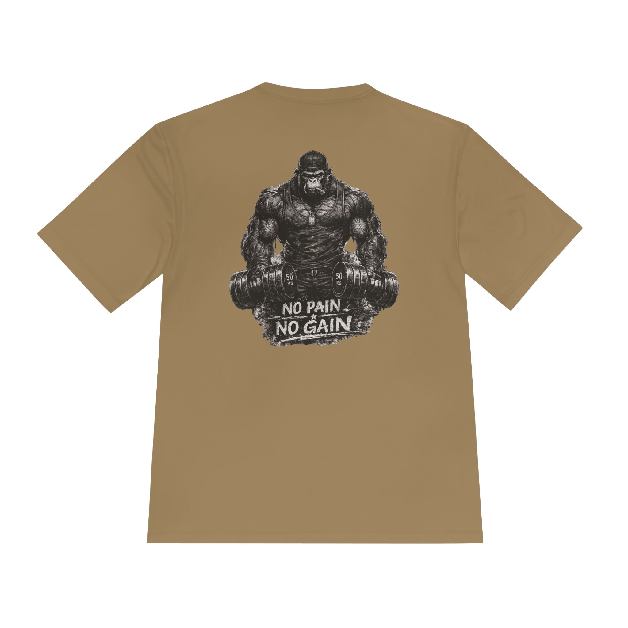 Motivational Gym Tee — 'Don't Stop, Be Proud' Gorilla Weightlifting Shirt (No Pain No Gain)