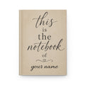 Botanical Fern Hardcover Journal — Personalized 'This is the Notebook of' Lined Notebook