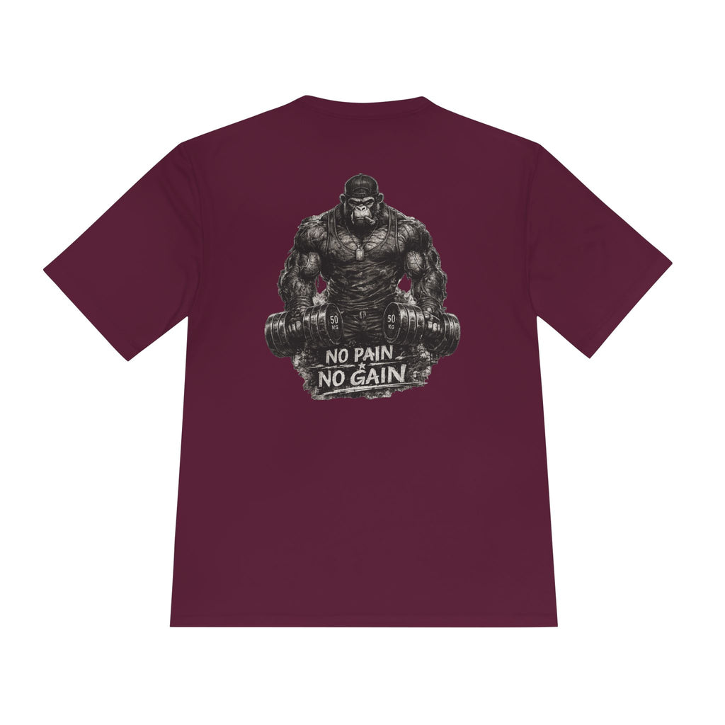 Motivational Gym Tee — 'Don't Stop, Be Proud' Gorilla Weightlifting Shirt (No Pain No Gain)