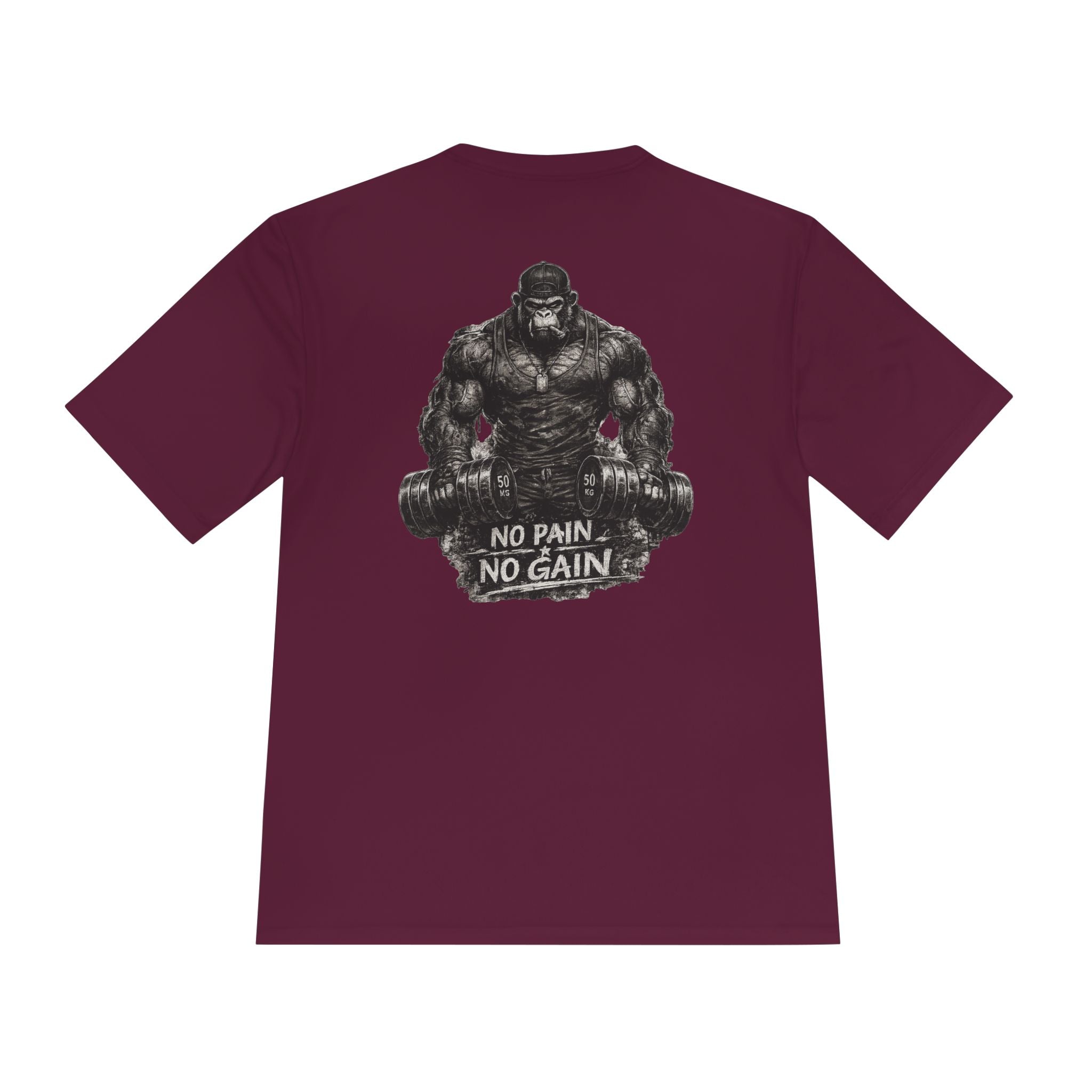 Motivational Gym Tee — 'Don't Stop, Be Proud' Gorilla Weightlifting Shirt (No Pain No Gain)