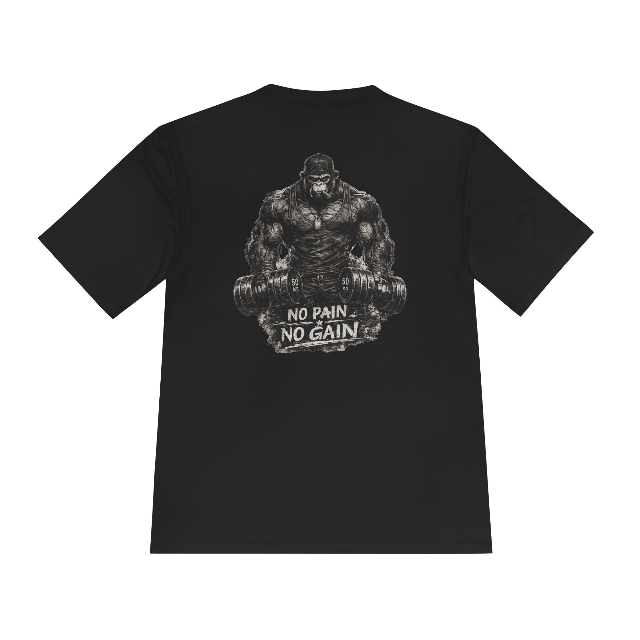 Motivational Gym Tee — 'Don't Stop, Be Proud' Gorilla Weightlifting Shirt (No Pain No Gain)